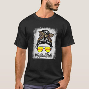 Camiseta Bola De Softball Mãe Vida Com Leopardo E Mensagem