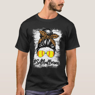 Camiseta Bola De Softball Mãe Vida Com Leopardo E Mensagem