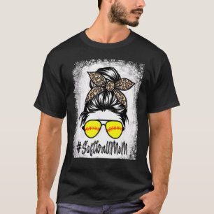 Camiseta Bola De Softball Mãe Vida Com Leopardo E Mensagem