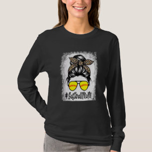 Camiseta Bola De Softball Mãe Vida Com Leopardo E Mensagem