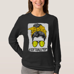 Camiseta Bola de Softball Mamãe Mensageira Manda Mãe Vida M