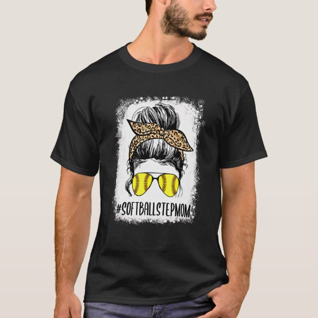 Camiseta Bola de Softball Stepman Life Leopard Messy Bun M (Frente)