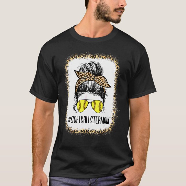 Camiseta Bola de Softball Stepman Life Leopard Messy Bun M (Frente)