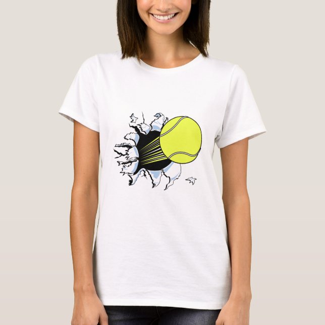 Camiseta bola de tênis rasgando (Frente)