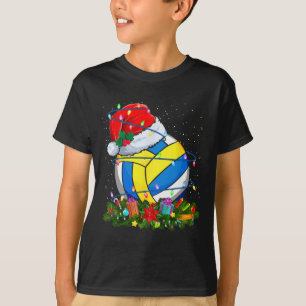 Camiseta Bola de Voleibol Papai Noel Luzes de Natal Engraça
