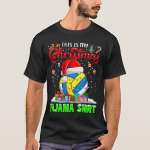 Camiseta Bola de Voleibol Papai Noel Luzes de Natal Engraça