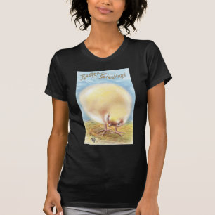 Camiseta Bola do cartão da páscoa do vintage do pintinho