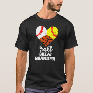 Camiseta Bola Excelente Vovó Copo de Beisebol do Coração