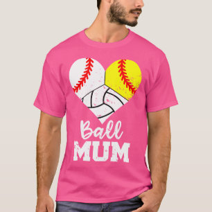 Camiseta Bola Mãe Coração Engraçado Baseball Softball Volei