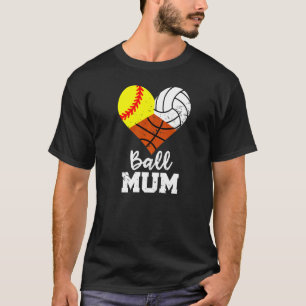 Camiseta Bola Mãe Coração Softbol Volei Basquetebol Mãe