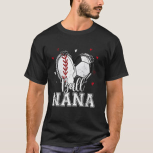 Camiseta Bola Nana Beisebol Futebol Coração Nana De Ambas A