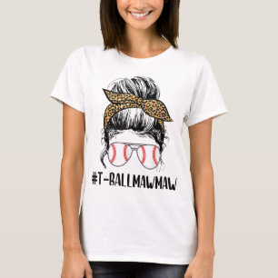 Camiseta Bola T Mawmaw Life Messy Bun Leopard Imprime Softb
