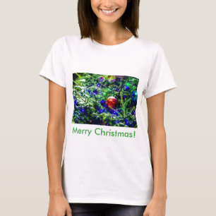 Camiseta Bola Vermelha de Árvore de Natal Verde