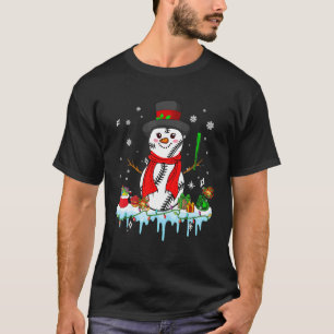 Camiseta Bolas de Beisebol de Boneco de Neve Jogador de Bei