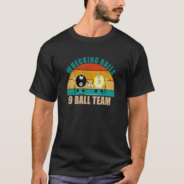Camiseta Bolas de Bilhar 8 9 Divertidas Equipe Destruidora  (Frente)