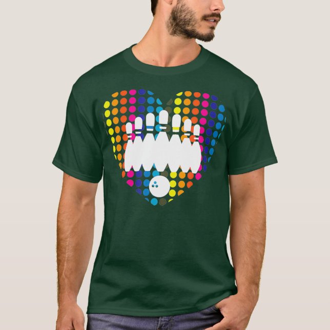 Camiseta bolas de boliche de coração bonitinho, boliche de  (Frente)