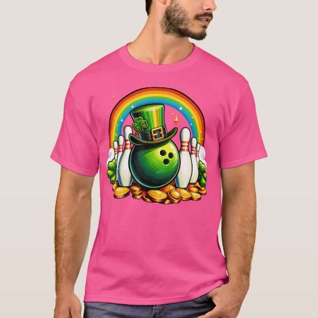 Camiseta Bolas de boliche irlandesas Shamrock Leprechaun Ru (Frente)