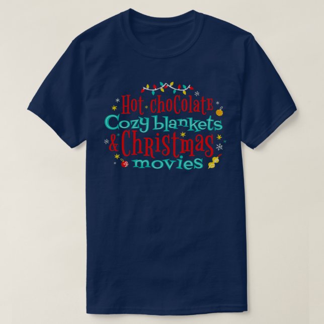 Camiseta Bolas de chocolate quente e filmes de Natal (Frente do Design)