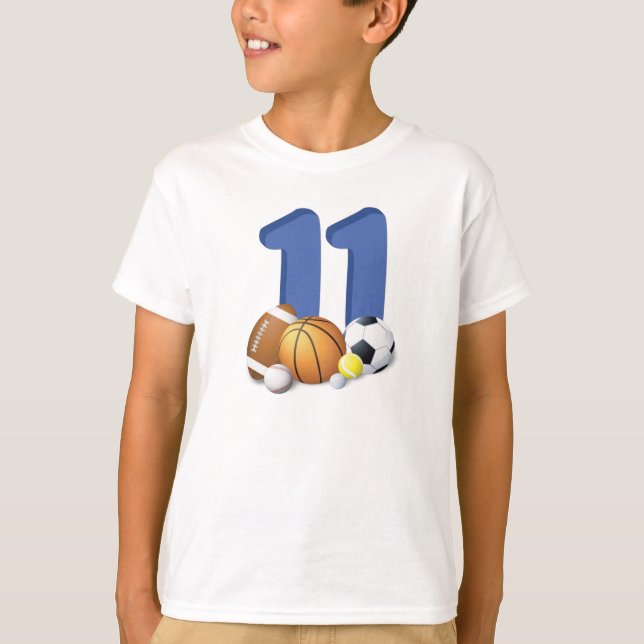 Camiseta Bolas de Esportes de Aniversário 11 (Frente)