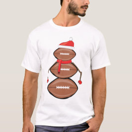 Camiseta Bolas de Futebol Natal Divertidas Homem de Neve