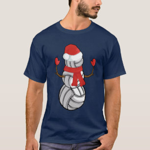 Camiseta Bolas de Volei de Natal Engraçadas Homem de Neve