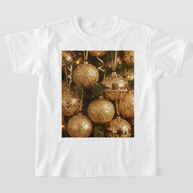 Camiseta Bolas Douradas de Natal (Postura )