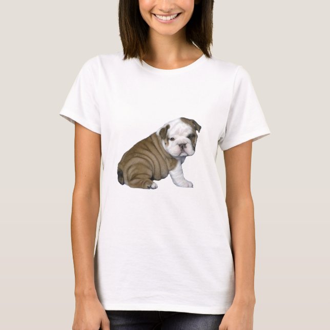 Camiseta Bolcão Inglês Puppy (branco-castanho) (Frente)