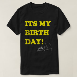 Camiseta Bold Birthday Text Minimal Line Art