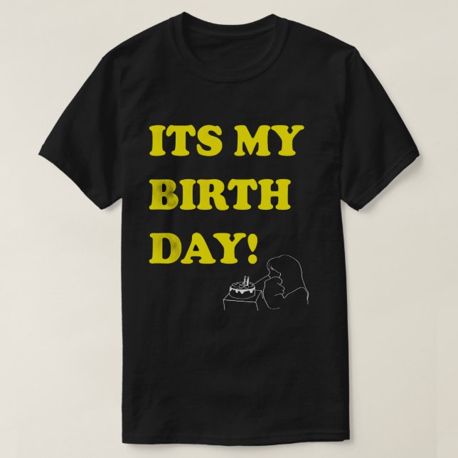 Camiseta Bold Birthday Text Minimal Line Art (Frente do Design)