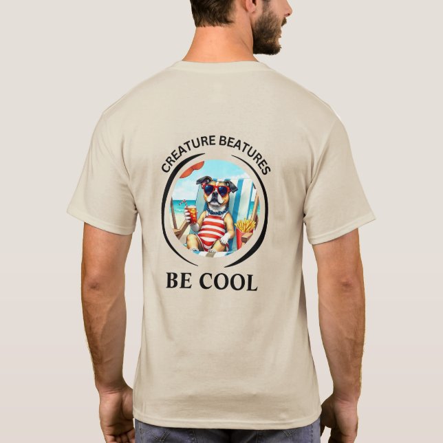 Camiseta bold Cartoon dressed up  chilled dog – Be Cool (Verso)