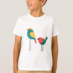 Camiseta Bold Duo - Arte Minimalista Colorida de Aves Geomé
