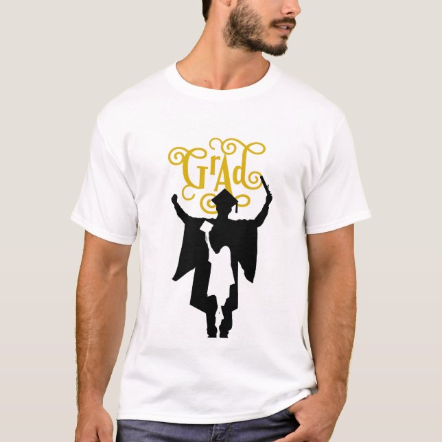 Camiseta Bold Graduation Silhouette with Flying Cap Joy (Frente)