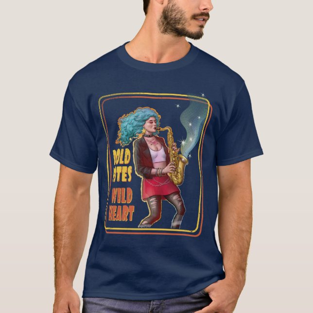 Camiseta Bold Notes, Wild Heart – Saxophone Girl (Frente)