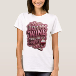 Camiseta Bold Ouro Eu BEBO VINHO PORTANTO SOU FELIZ v2