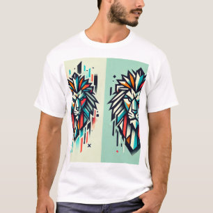 Camiseta "Bold Roar: Vinheta Geométrica Lion T-Shirt - Urba