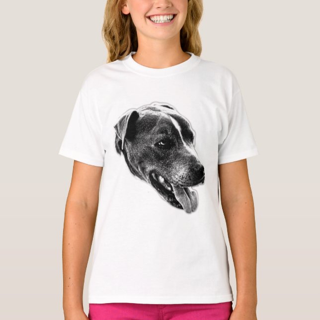 Camiseta Bold Smile Pitbull Misture preto e branco Teto (Frente)