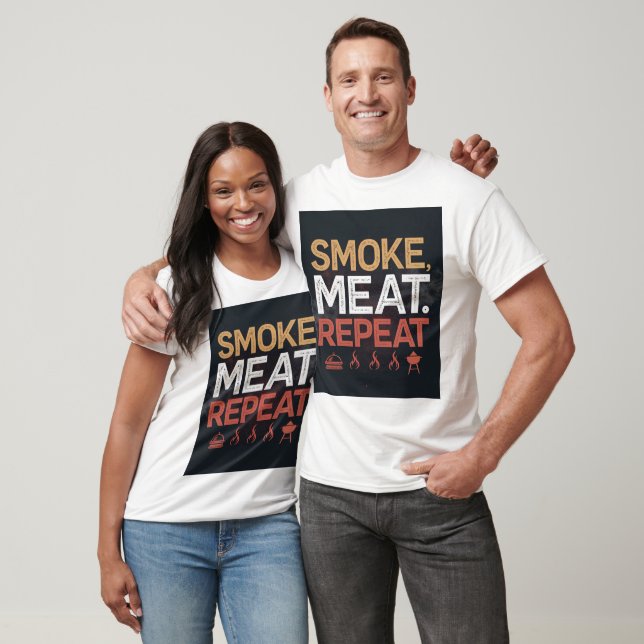 Camiseta Bold Smoke Meat Repeat Typography Tshirt (Unissex)