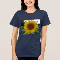 Camiseta Bold Sunflower em estilo tri-blend navy c