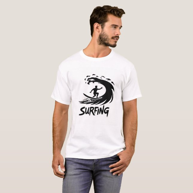 Camiseta Bold Surfer Silhouette Wave T-Shirt (Frente Completa)