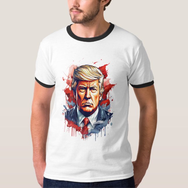 Camiseta Bold Watercolor Donald Trump T Shirt Design (Frente)