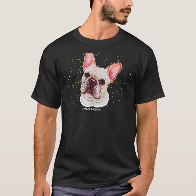 Camiseta Boletim Francês Retrato 4 Pet Frenchie Proprietári (Frente)