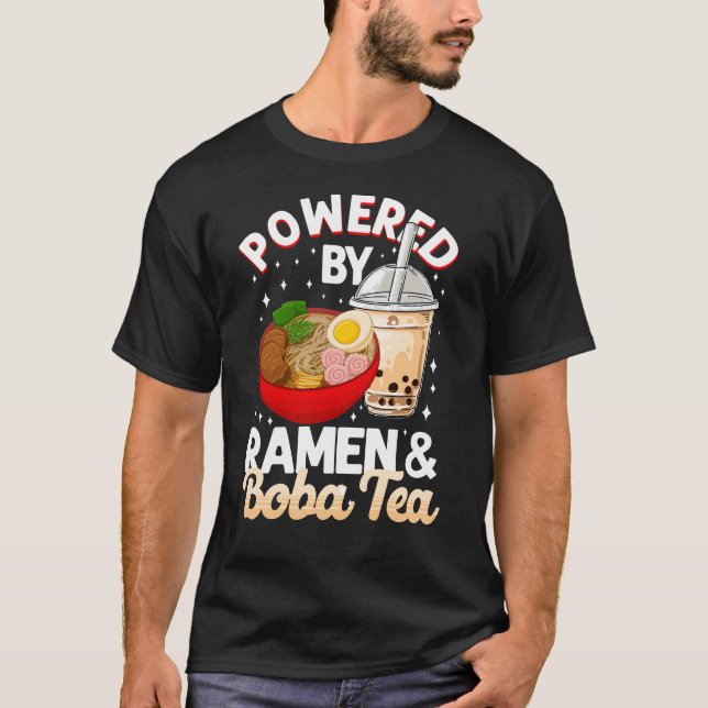 Camiseta Bolha Alimentada Por Ramen & Boba Tea Noodle (Frente)