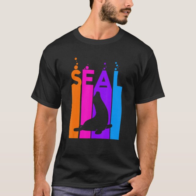 Camiseta Bolha Arco-Íris De Animais Selados Com Silhoule (Frente)