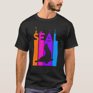 Camiseta Bolha Arco-Íris De Animais Selados Com Silhoule