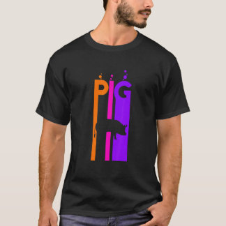 Camiseta Bolha Arco-Íris De Suíno Animal Com Silhoule