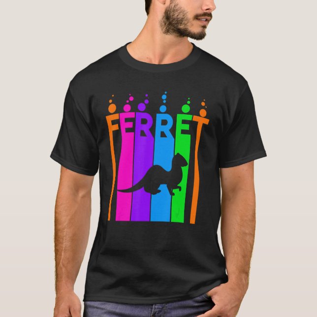Camiseta Bolha Arco-Íris Ferret com Silhouette (Frente)
