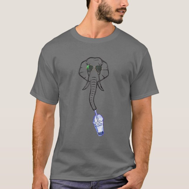 Camiseta Bolha Boba Milk Tea Smoothie Tapioca Elephant Gif (Frente)