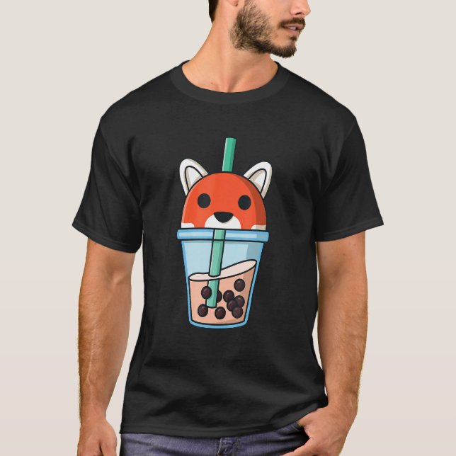 Camiseta Bolha Chá Fox Boba Pearls Sweet Red Panda Girl (Frente)