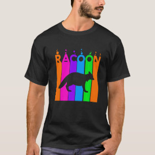 Camiseta Bolha De Arco-Íris De Animais Racoon Com Silhout