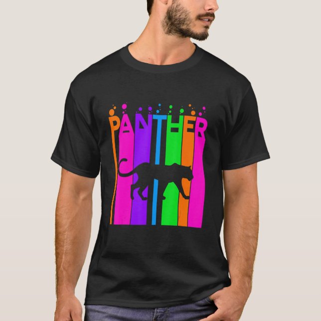Camiseta Bolha De Arco-Íris De Pantera Animal Com Silhueta (Frente)